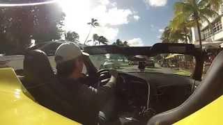 Miami Beach, Ocean drive. Riding on Corvette.