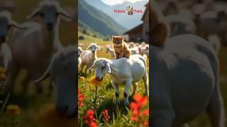 Kambing Embek Domba Lucu Makan di punggungnya Ada Kucing Orange #hubaibfaris #embek #domba #kambing