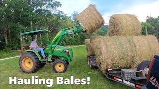 Raking and Moving Hay with the John Deere 4105