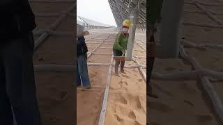Sand barrier installation for PV plants - desert-proofing solar farms