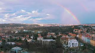Double rainbow over Prague, Czech Republic by drone