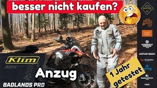 1 Jahr mit dem Klim Badlands Pro Anzug,  die ungeschminkte Wahrheit!