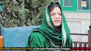 Iltija Mufti addresses the media at the party Headquarters Srinagar. (Mohsin Altaf/Valley Observer)
