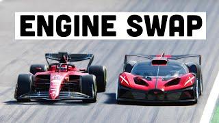 Ferrari F1 2022 vs Bugatti Bolide - ENGINE SWAP - Monza