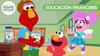Los frascos de Gastar, Compartir, Ahorrar de Elmo | Educación financiera