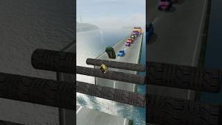 Big & Small Colorful Cars vs Big Spinning Tire #5 | BeamNG.drive