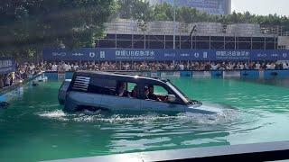 BYD Yangwang U8 emergency floating water function demonstration at the Guangzhou Auto Show