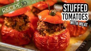 Stuffed tomatoes with meat, veal chicken or lamb