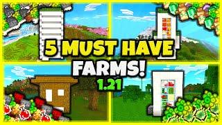 5 MUST HAVE FARMS In Minecraft Bedrock 1.21!