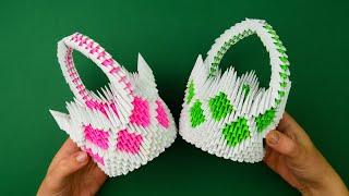 How to make a paper basket. [3D origami tutorial]