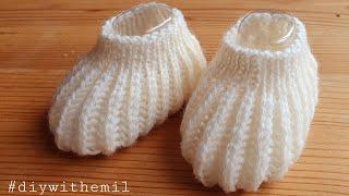 How to knit very easy baby booties tutorial