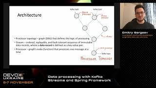 Devoxx Ukraine 2020. Data processing with Kafka Streams and Spring Framework. Dmitry Sergeev