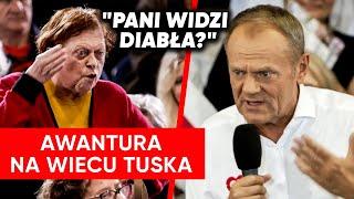 Tusk: Pani jest ofiarą Kaczyńskiego. Wrzawa w Koninie