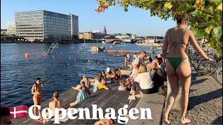 Heat Wave  Kalvebod Brygge Harbour Bath Beach | Copenhagen Denmark, 4k Walk | Bikini Beach 2024