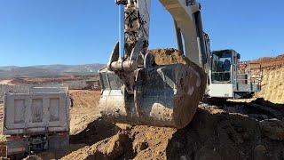 Liebherr 984 Excavator Loading Mercedes & MAN Trucks With Two Passes - Labrianidis Mining Works