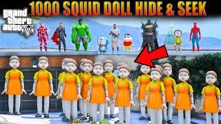 GTA V : 1000 Squid Game Doll Hide and Seek Franklin & Shinchan in GTA 5 in Telugu