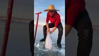 Poor red $ ice-fish hole
