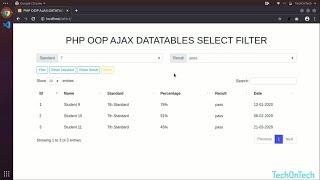 PHP AJAX DATATABLES SELECT FILTER