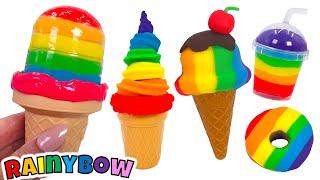 Creating Rainbow Ice Creams with Play Doh