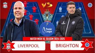 LIVERPOOL VS BRIGHTON AND HOVE ALBION ~ Head to Head Potential Starting Line Up EPL WEEK 10 2024/25