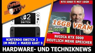 Nvidia RTX 5000 significantly more VRAM for 5070 Ti and 5060 Ti | Nintendo Switch2 in March + Mar...