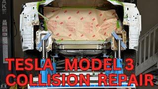 Structural Collision Repair Process on Rear Ended Tesla Model 3!