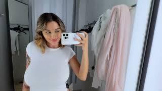 TRY ON HAUL WHITE CLOTHES NO BRA BUSTY GIRL (4K)