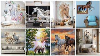 Beautiful Horse Painting Ideas | Majestic Horse Wall Paper | 3D & Acrylic Livingroom Horse Painting