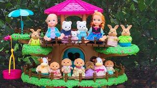 Small animal village ! Elsa & Anna toddlers - adventure - explore - Calico Critters - Li'l Woodzeez