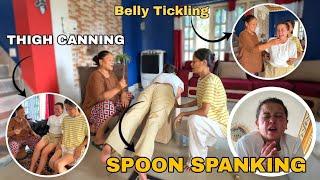 Spoon Spenking Vs Bely Tikling & Thigh Canning / Funny Video / Priyasheetalgamez