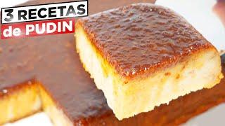 3 RECETAS de PUDIN fáciles deliciosos y sorprendentes  Recetas sencillas de BUDÍN # 84