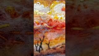 Needle felt and embroidery combine to create glorious sunset of glowing colour by @artfiberstitch