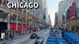 Chicago Double Decker Bus Tour Big Bus Tour Downtown on Thursday | November 7, 2024 | 4K Video