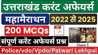 Uttarakhand Current affairs 2022-25 | उत्तराखंड करंट अफेयर्स मैराथन | Uttarakhand current affairs