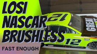 LOSI NASCAR GOES BRUSHLESS WITH HW 10BL60 ESC  47mph on 45% THROTTLE!!!