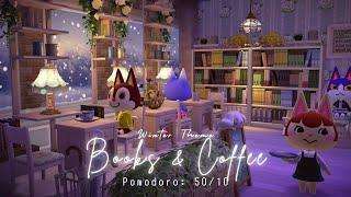 Pomodoro 50/10 • Study with Cat villagers • No Music | Books & Coffee (winter theme) ️