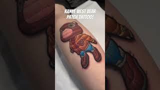 Kanye West Bear Patch Tattoo! #tattoo #embroiderypatch #patchtattoo #kanyewest #legtattoo