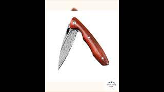 Quicksilver Handmade Japanese Damascus Pocket Knife with Exotic Red Sandalwood Handle