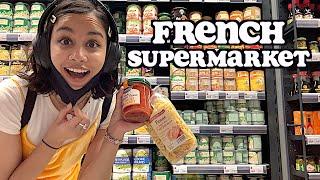 food shopping at a French supermarket