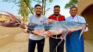 68 Pounds Big Catfish | Huge Fish Cutting and Cooking | Giant Catfish Fry | Village Food Secrets