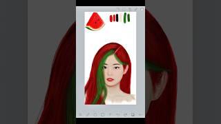 IBISPAINT_Drawing JENNIE blackpink using watermelon color  #ibispaintx