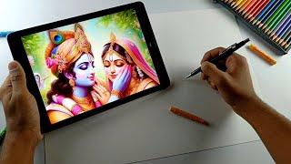 Radha Krishna Playing Holi Drawing, Radha Krishna Drawing (Outline Tutorial)