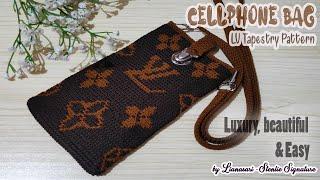 Tas Hape Rajut - crochet cellphone bag LV (Louis Vuitton Tapestry)