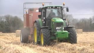 John Deere 7530 & Hesston 4900 baling Miscanthus Big Bales Claas Jaguar 890 Harvesting