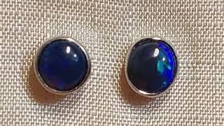 Blackopal/Schwarzopal Ohrstecker in 925 Silber, Ohrringe 000617 o