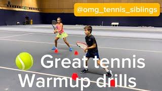  #great #tennis #warmup #tennisdrills #footwork #balance @omg_tennis_siblings #tenniskid 