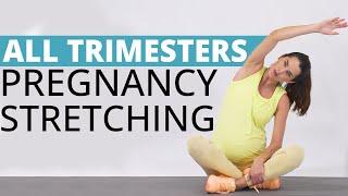 5 MIN All Trimesters Pregnancy Stretching | Olesia Stefanko