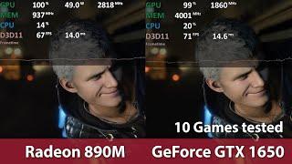 GeForce GTX 1650 vs Radeon 890M (Ryzen AI 9 HX 370) Comparison in 10 Games at 1080p