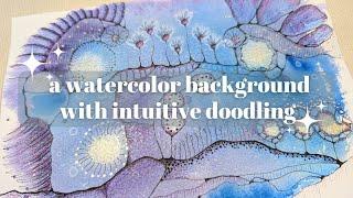 Watercolor Background With Intuitive Doodles