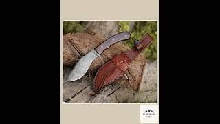 Huntsman Damascus Kukri Knife with Exotic Rose Wood Handle